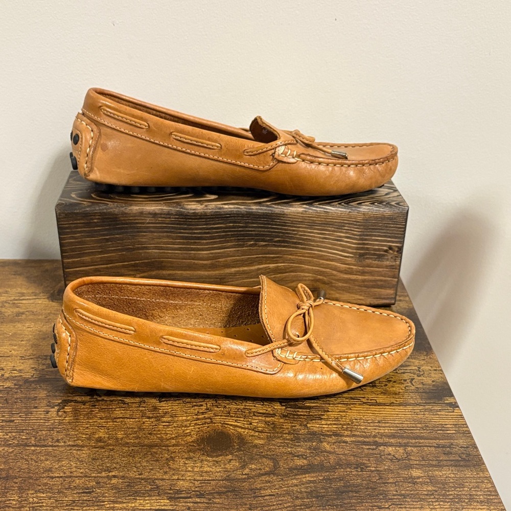 Mercanti Fiorentini Cognac Leather Driving Moccasins